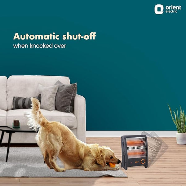 Orient Electric Quartz Room Heater | 800 W Low Power Consumption | Tip-over Protection | 2 Heating Rods for Quick Heating | Cool Touch Body | 1 Year Warranty, Black