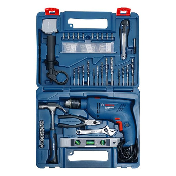 BOSCH GSB 600 Corded Electric Impact Drill, 100Pcs Accessory Set | 600 W Motor | Speed of 3000 RPM | Rated Torque of 1.4 Nm | Impact rate of 48000 BPM | Double Insulation | 1 Year Warranty