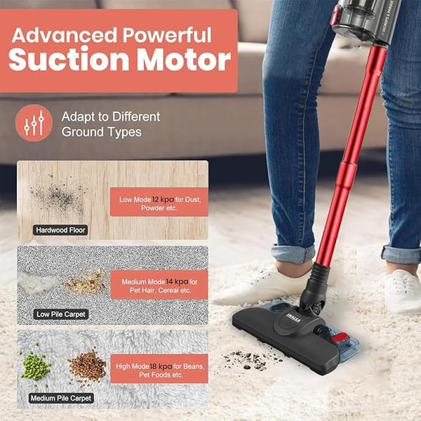 Inalsa Vacuum Cleaner with Mop for Floor Cleaning|900 W Motor with Strong 18 KPA Suction|Electric Mop for Floor Cleaning|5 Level Efficient Filtration|Handheld Vacuum Cleaner for Home(Ozoy Premium),Red