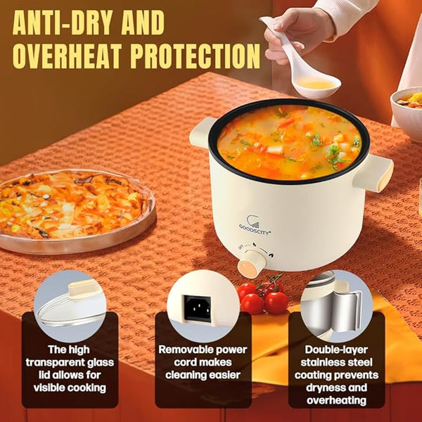 Goodscity Multipurpose Electric Kettle with Ceramic Coating 1.2L|Boil, Steam, Fry, Saute|Multi Cooker kettle for Water,Milk,Egg, Tea,Soup,Coffee, Babyfood, Hostel,Travelling,600W,1Year Waranty GC-0191