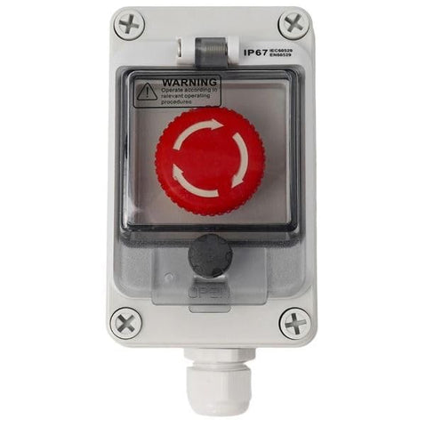 Power IP67 Waterproof Emergency Stop Switch Box, Industrial Control Panel Mount, Red for Machinery, CNC, Automation & Safety