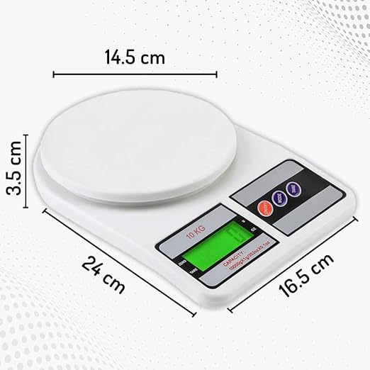 ATOM ALISTON K1 Series Digital Kitchen Weighing Scale 10 kg, Electronic Weight Machine with LCD Display for Baking, Cooking, Food & Diet, SF-400/A121. 6Months Warranty (Colour May Vary)