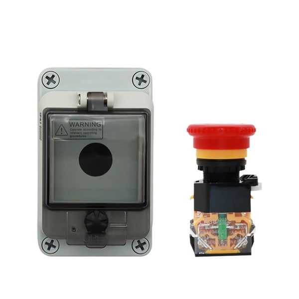 Power IP67 Waterproof Emergency Stop Switch Box, Industrial Control Panel Mount, Red for Machinery, CNC, Automation & Safety