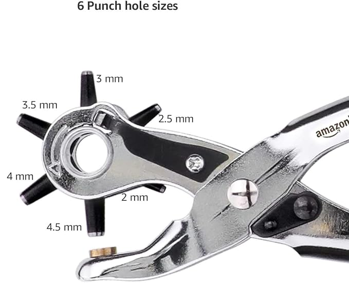 amazon basics Leather Hole Punch Set, Rotary Puncher, Multi Hole Sizes Maker tool, Pack of 1