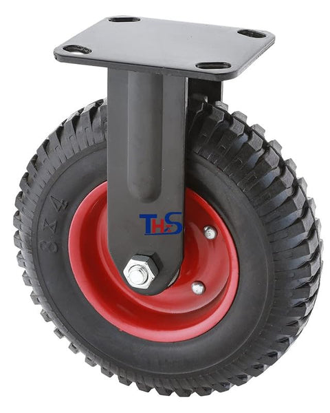 THS 8" 20050 200kgs Rubber Fixed Castor Wheel | Heavy Duty Industrial Wheel for Trolleys, Carts & Machinery | Durable Non-Marking Rubber Wheel