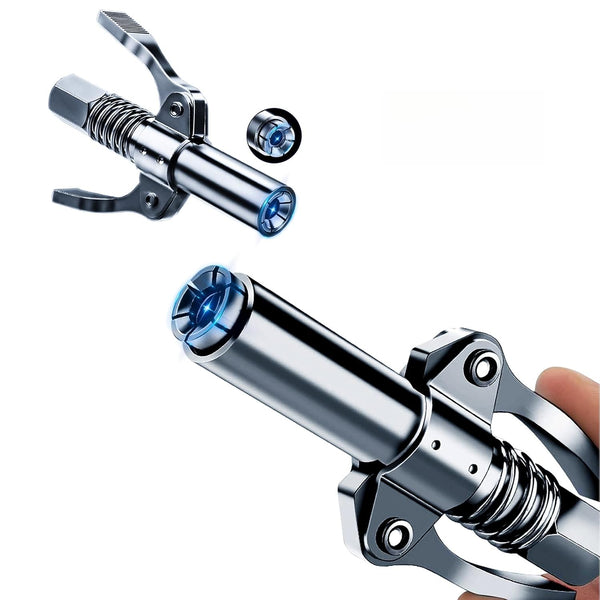 2PCS Grease Gun Coupler Grease Gun Lock Coupler, Grease Gun Tips Locking Grease Joint Fittings Compatible with All Grease Guns, Suitable for Automobiles, Ships Industrial Machinery Etc.
