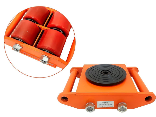 Nutronics® CRA-6 Ton Cargo Trolley 180 Degree Rotation Heavy Duty Industrial Machinery Mover Lifter Dolly Skate Roller