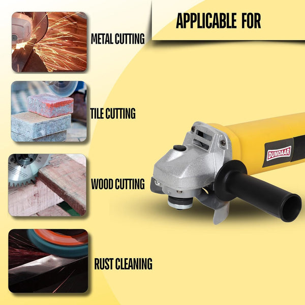 Inditrust Dumdaar 1pc DM 950W Electric angle grinder machine with Flap 2pc wheel set (Yellow)