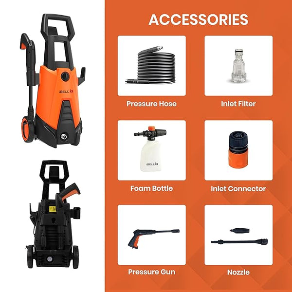 IBELL WIND66 High Pressure Washer, 1550W Motor, 120 Bar Car Washer High Pressure Gun, 6.7 L/Min Flow, 5M Hose, Portable Pressure Washer for Car, Bike, Home & Outdoor Cleaning