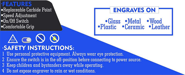 ISC Electric Engraving Machine – Heavy-Duty Engraving Tool with Carbide Tip & Alphabet/Number Stencil – Engraves on Metal, Wood, Leather, Plastic & More