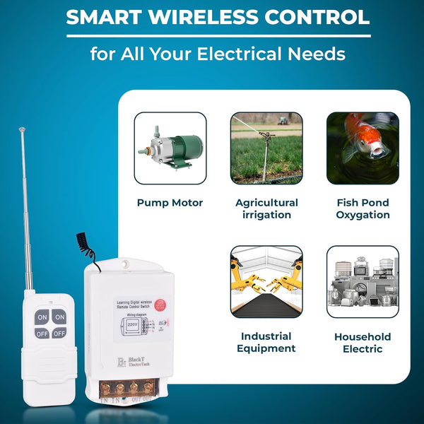 Blackt Electrotech BT16R11 220V RF Remote Switch - Long Range 32 Amps for moter Pump, Wireless Industrial Control, High Power Household RF Remote Control Switch (1 KM)