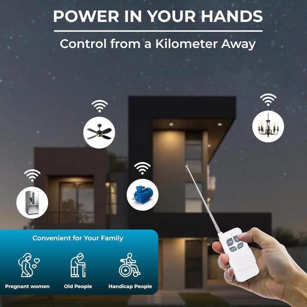 Blackt Electrotech BT16R11 220V RF Remote Switch - Long Range 32 Amps for moter Pump, Wireless Industrial Control, High Power Household RF Remote Control Switch (1 KM)