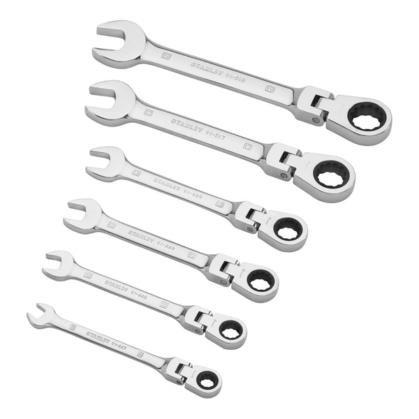 STANLEY 4-91-444 Combination Spanner Set with Ratchet (Set of 6)