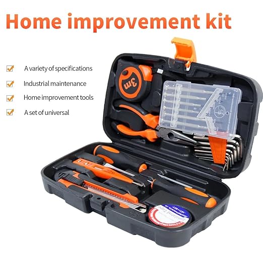 Home Tool Kit Set 22 pcs, Electrical Repair Tool Storage Kit Set for Emergency Uses, Screwdriver, Hammer,Hex Key, Insulated Tape,Measuring Tape,Cutter and Pliers All Kit Set & Accessories