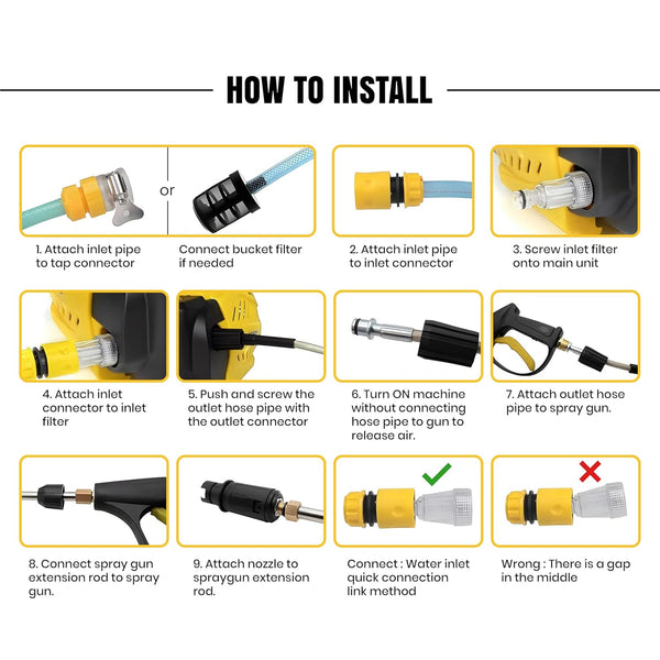 IBELL YO2800 High Pressure Car Washer for Home & Bike Cleaning, 2800W Induction Motor, 240 Bar, 12 L/min Flow, Portable Pressure Washer with 8M Hose & Spray Gun