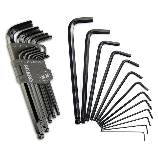 AGARO 26pcs Hex Allen Key Wrench Set - Inch/MM With Ball End, for Repairing Industrial Machinery, Motorcycles, Bicycles, Cars, Furniture, Black
