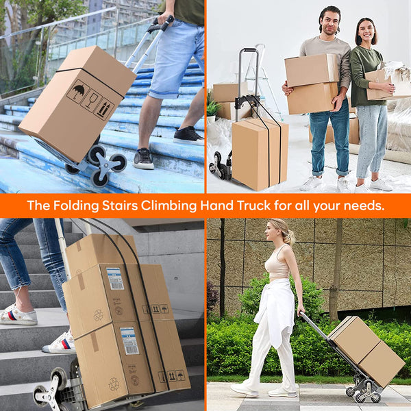 Corvids 75 Kg Stairs Climbing Aluminium Hand Truck | 2-Year Warranty | Portable Strong Dolly Cart with Foldable Wheels, Extendable Handle Ideal for Home, Office & Industrial Use