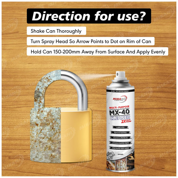 Combo of Chain Cleaner + Chain Lube + MX-40 Rust Cleaner | Cleaning Brush | Protects Bike Chain | Rust Remover | Jammed locks | Industrial Machinery & Household Items (1500ml, Pack of 4)